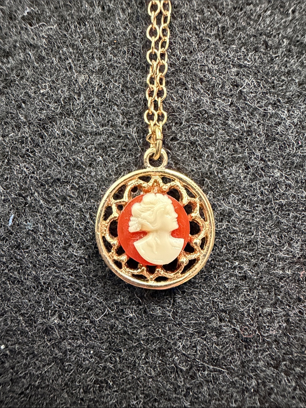 Brighton Venetian Gold Tone Red Carnelian Cameo Necklace